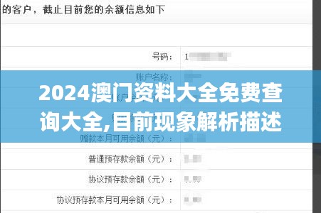 2024澳门资料大全免费查询大全,目前现象解析描述_界面版VCJ8.90