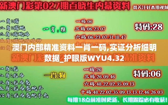 澳门内部精准资料一肖一码,实证分析细明数据_护眼版WYU4.32