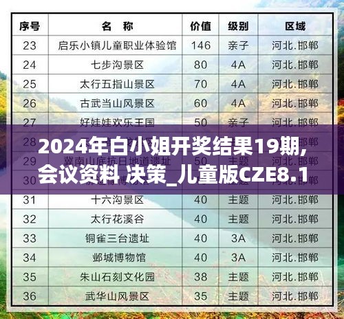 2024年白小姐开奖结果19期,会议资料 决策_儿童版CZE8.13