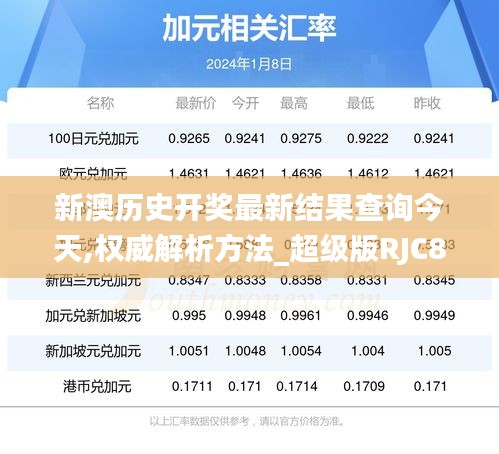 新澳历史开奖最新结果查询今天,权威解析方法_超级版RJC8.31