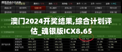 澳门2024开奖结果,综合计划评估_魂银版ICX8.65