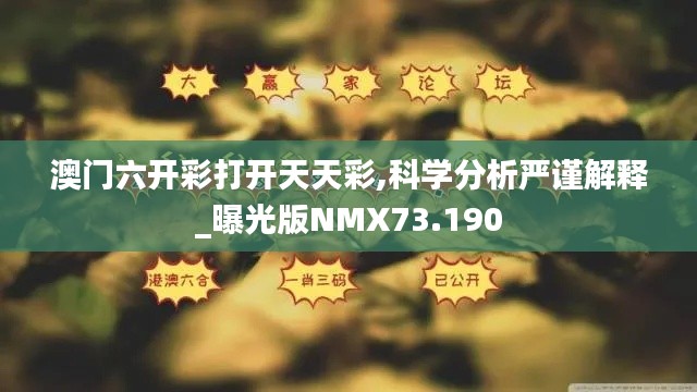 澳门六开彩打开天天彩,科学分析严谨解释_曝光版NMX73.190