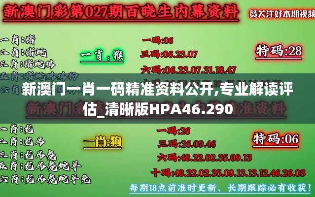 新澳门一肖一码精准资料公开,专业解读评估_清晰版HPA46.290