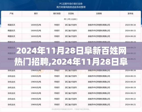 2024年11月28日阜新百姓网热门招聘全景解析