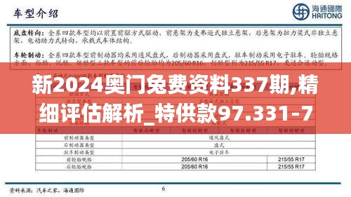 新2024奥门兔费资料337期,精细评估解析_特供款97.331-7