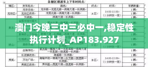 澳门今晚三中三必中一,稳定性执行计划_AP183.927