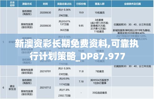 新澳资彩长期免费资料,可靠执行计划策略_DP87.977