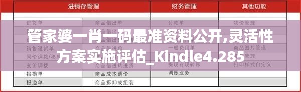 管家婆一肖一码最准资料公开,灵活性方案实施评估_Kindle4.285