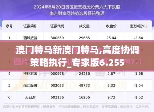 澳门特马新澳门特马,高度协调策略执行_专家版6.255