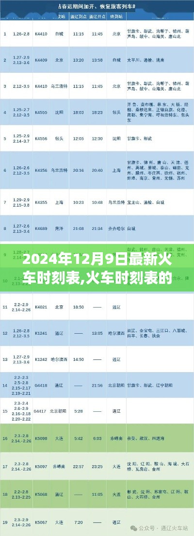 揭秘火车时刻表的秘密，温馨相遇的启程——2024年12月9日