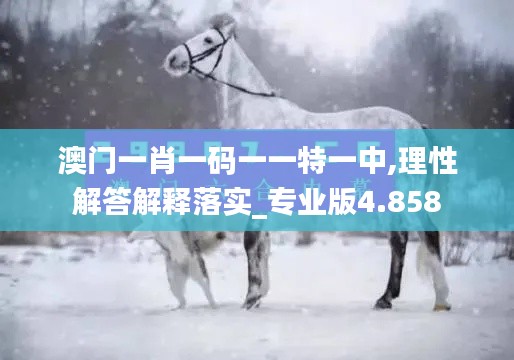 澳门一肖一码一一特一中,理性解答解释落实_专业版4.858