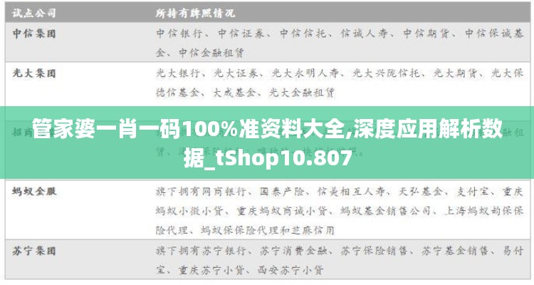 管家婆一肖一码100%准资料大全,深度应用解析数据_tShop10.807