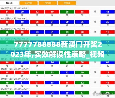 7777788888新澳门开奖2023年,实效解读性策略_视频版6.474