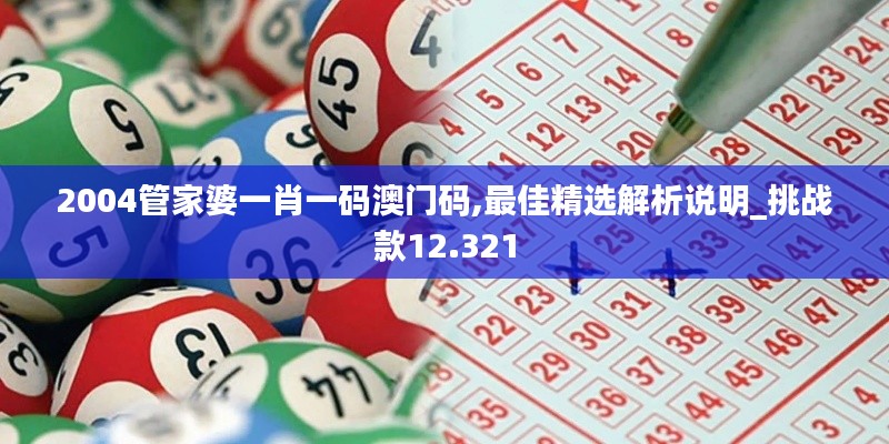 2004管家婆一肖一码澳门码,最佳精选解析说明_挑战款12.321