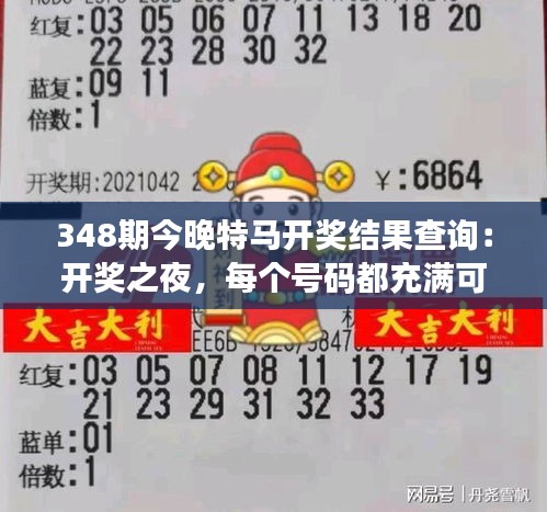 348期今晚特马开奖结果查询：开奖之夜，每个号码都充满可能