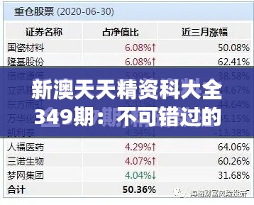 新澳天天精资科大全349期：不可错过的投资趋势解析