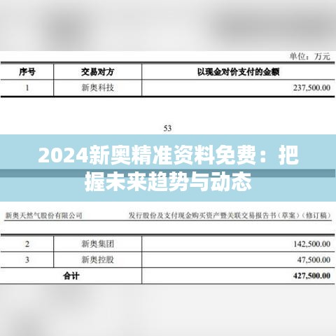 2024新奥精准资料免费：把握未来趋势与动态