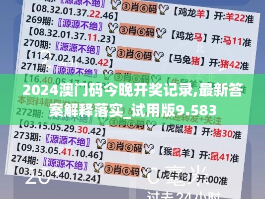 2024澳门码今晚开奖记录,最新答案解释落实_试用版9.583