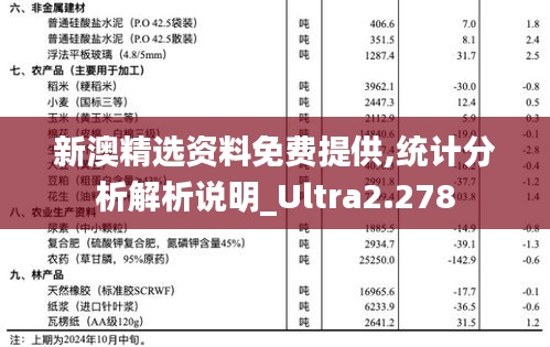 新澳精选资料免费提供,统计分析解析说明_Ultra2.278