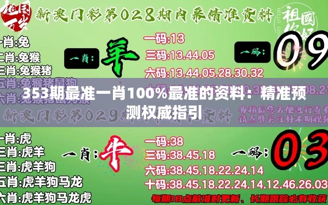 353期最准一肖100%最准的资料：精准预测权威指引