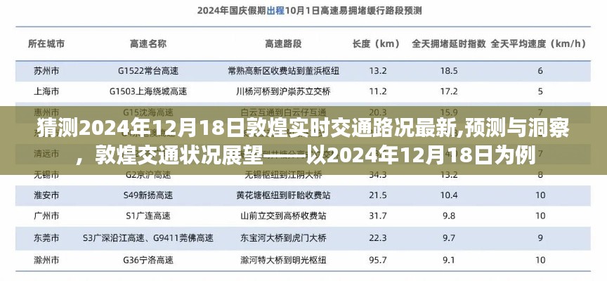 敦煌交通展望，2024年12月18日交通路况预测与洞察分析