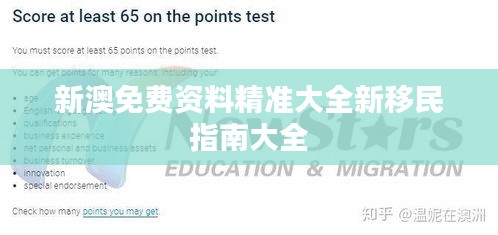 新澳免费资料精准大全新移民指南大全