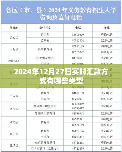 2024年实时汇款方式类型概览