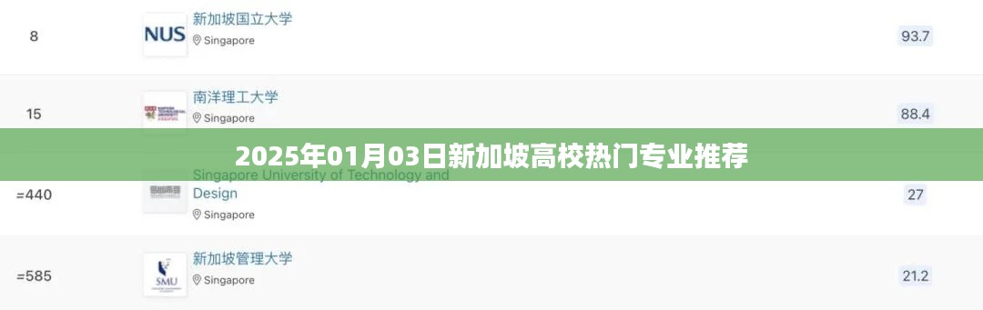 新加坡高校热门专业推荐榜（2025年）