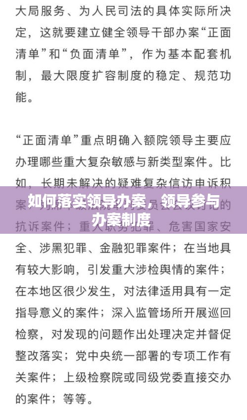 如何落实领导办案，领导参与办案制度 