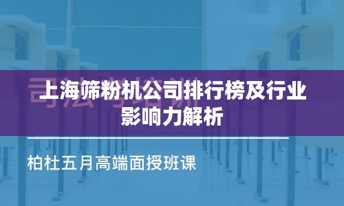 上海筛粉机公司排行榜及行业影响力解析