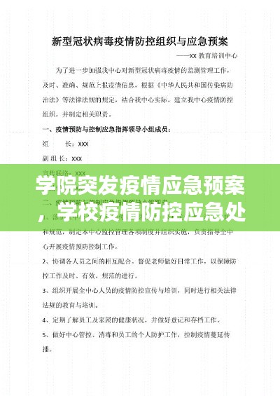 学院突发疫情应急预案，学校疫情防控应急处理预案 