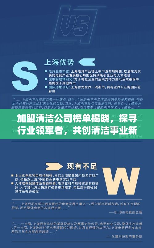 加盟清洁公司榜单揭晓，探寻行业领军者，共创清洁事业新篇章！