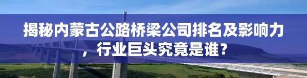 揭秘内蒙古公路桥梁公司排名及影响力，行业巨头究竟是谁？