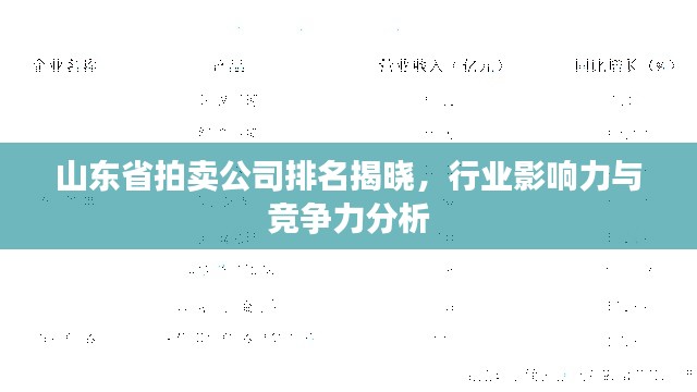 山东省拍卖公司排名揭晓，行业影响力与竞争力分析