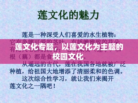 莲文化专题，以莲文化为主题的校园文化 