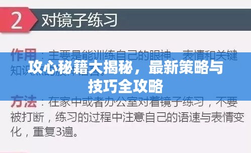 攻心秘籍大揭秘，最新策略与技巧全攻略